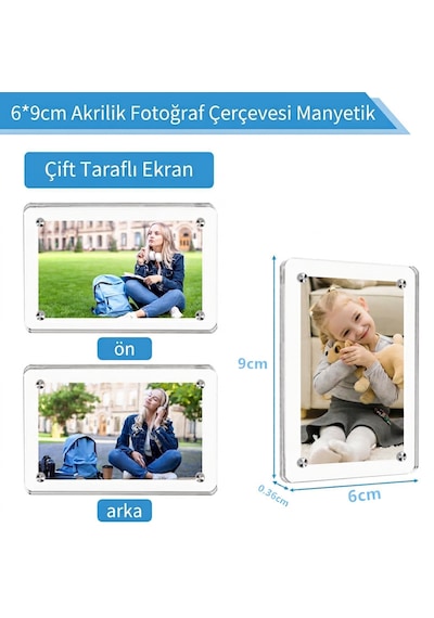 Fotoğraf Baskısı Dahil 5 Adet 6 × 9 Cm Şeffaf Pleksi Fotoğraf Magneti