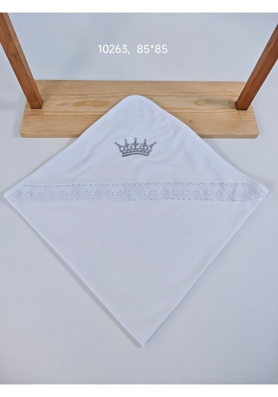 Ekru %100 Pamuklu Bebek Battaniyesi Nakışlı Kız / Erkek Puset Örtüsü Hediyelik Yenidoğan 85x85cm Ekru