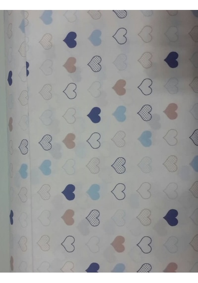 Akfil Poplin Nevresimlik Kumaş Çok Amaçlı En 240 Kalp Desenli (461455938)