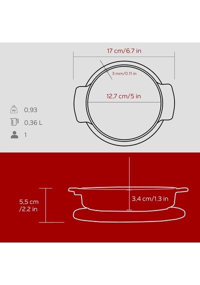 Lava Döküm Yuvarlak Güveç Kabı Döküm Demir Yekpare Çift Kulplu Kayın Servis Ahşabı Çap Ø 14cm. Bordo
