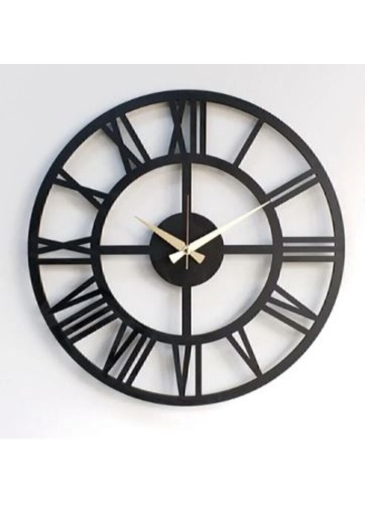 Siyah Ahşap 3mm Mdf Tam Sayılı Dekoratif Duvar Saati 40x40 Siyah