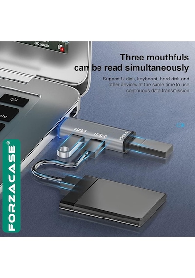 Forzacase Type-c To Usb 3.0 Çoğaltıcı Hub 3in1 Otg Adaptör Fc446
