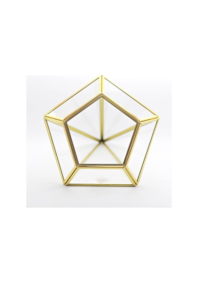 27x21x21cm Pirinç Gold Geometrik Teraryum Cam Fanus Takı Aksesuar Çikolata Kutusu