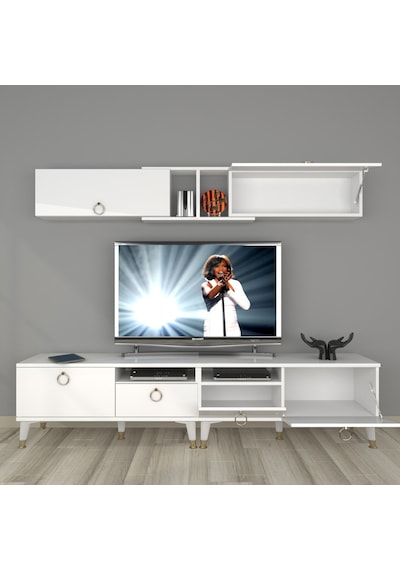 Decoraktiv Eko 5220 Mdf Gold Tv Ünitesi Tv Sehpası Beyaz
