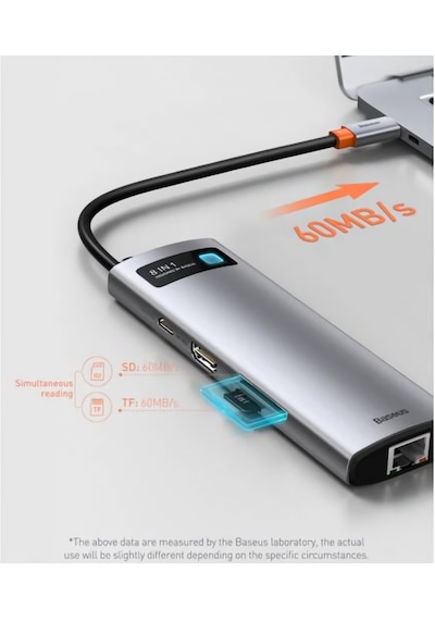 Baseus Metal Gleam Series 8In1 Type-C Hub Adaptör Çoklayıcı (550394534)