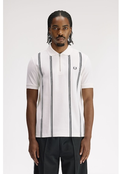 Fred Perry M2419 Vertical Stripe Erkek Polo Tişört Beyaz