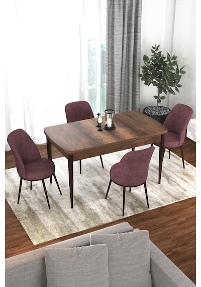 Canisa Concept Kor Serisi 70x114 Açılabilir Mutfak Masa Takımı, Barok Masa 4 Gülkurusu Sandalye Gül Kurusu Canisa Concept Kor Serisi 70x114 Açılabilir Mutfak Masa Takımı, Barok Masa 4 Gülkurusu Sandalye Gül Kurusu