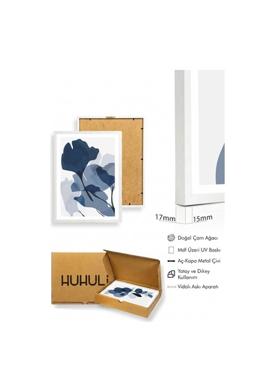Beyaz Ahşap Çerçeveli Minimalist 3 Parça Tablo Huhu207