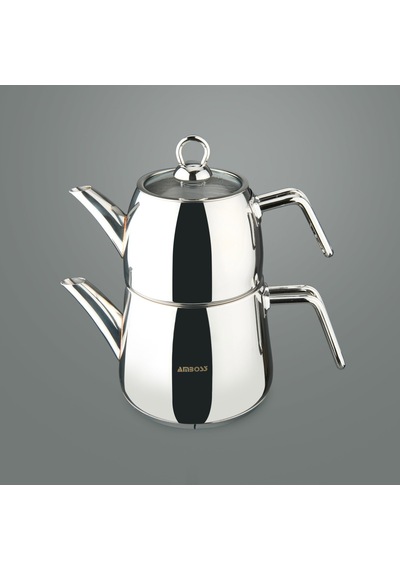 Ambosss Diamond Orta Boy Çaydanlık - Inox - 1,2 Lt + 1,8 Lt Renkli