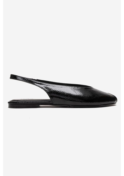 Luvishoes Serına Siyah Kırışık Rugan Kadın Sandalet