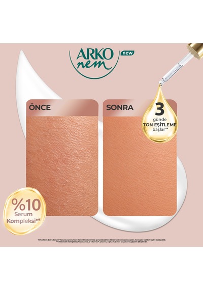 Arko Nem Extra Serum Glow Boost Ton Eşitleyici & Aydınlatıcı Cilt Bakım Kremi Skualen Yağlı 3x75 Ml