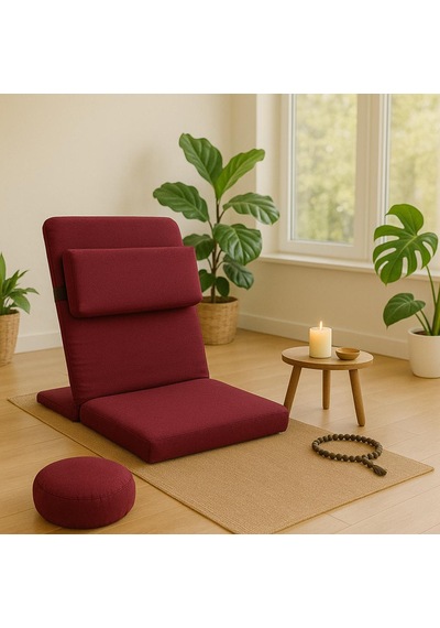 Ekstra Destek Yastıklı Yoga, Nefes, Meditasyon Sandalyesi Backjack Xl Su Ve Leke İticili Duck Kumaş Bordo