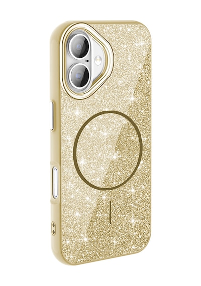Thegencoo Apple Uyumlu iPhone 17 Kılıf M-safe Şarj Özellikli Parlayan Simli Tgco Okso Kapak - Siyah
