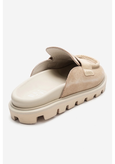 Luvishoes Vela Bej Süet Hakiki Deri Kadın Terlik Bej