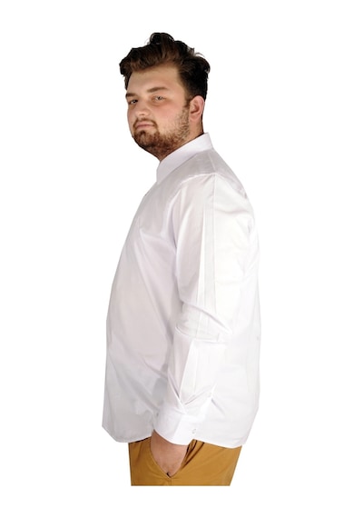 Mode Xl Büyük Beden Erkek Klasik Gömlek Likralı 20351 Beyaz 001
