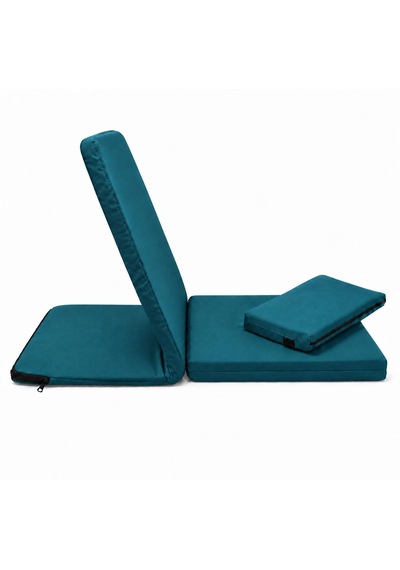 Meditasyon Sandalyesi İlave Yastıklı Backjack Xl Yoga, Nefes, Meditasyon Sandalyesi Duck Kumaş Koyu Petrol Mavisi/buz Mavisi