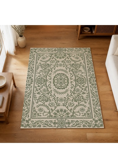 Kartela Halı Veso Halı Kaymaz Taban Makinede Yıkanabilir Halı Adaçayı Yeşili - 120 X 180 Cm