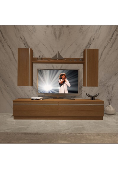 Decoraktiv Eko 5db Mdf Std Tv Ünitesi Tv Sehpası Ceviz