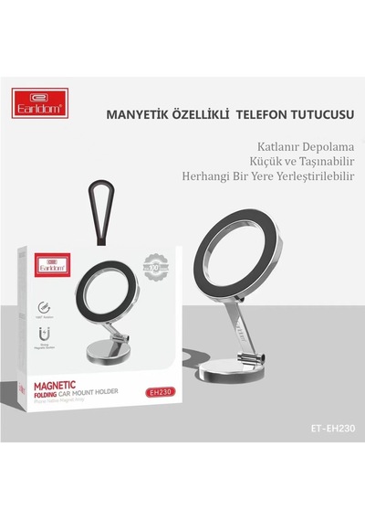 Earldom Eh230 360 Derece Ayarlanabilen Yapışkanlı Manyetik Magsaf