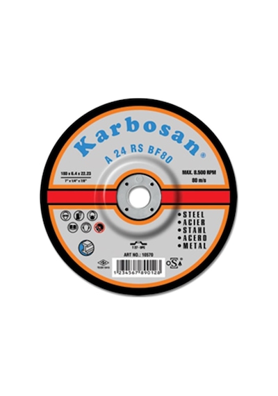 Karbosan Metal Bombeli Taşlama Diski 180 x 6.4 x 22.23 MM