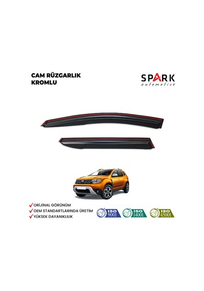 Dacia Duster 2018-2024 Yıl Aralığı Uyumlu Cam Rüzgarlığı 4 Parça Kromlu Siyah