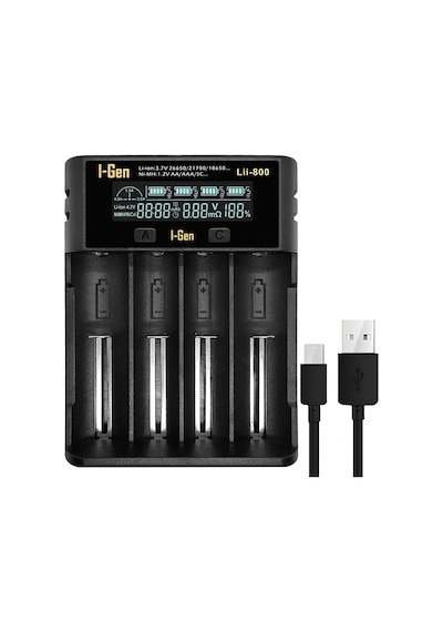 Batteries Lii-800 Akıllı Li-ion Pil Şarj Cihazı, Type-c Girişli, Lcd Ekranlı, 4 Slot Şarj, Li-i