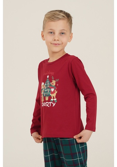 Arnetta Holiday Party Erkek Baba Oğul Bordo Uzun Kol Pijama Takım Ar3822-a-v1 Ar3822-a-v1