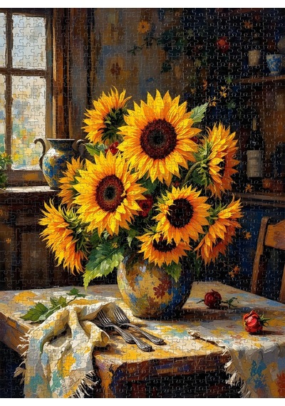 Nova Puzzle 1000 Parça Sarı Renklerin Büyüsü Puzzle - Vazoda Ayçiçekler
