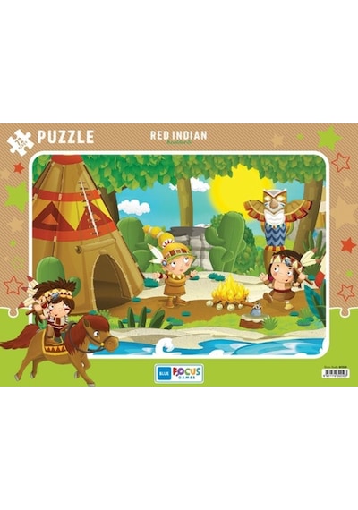 Blue Focus Red Indian Kızılderili - Puzzle 72 Parça