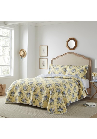 Laura Ashley Linley Yorgan Takımı, King Boyut Nevresim Takımı Sarı 96x108