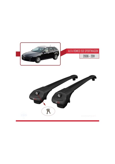 Alfa Romeo 159 Sportwagon 2006-2011 Arası İle Uyumlu Ace-1 Ara Atkı Tavan Barı Siyah