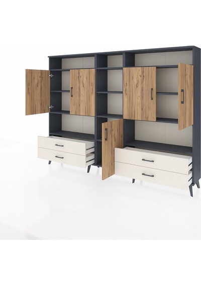 Arges Dolap 12 Raflı 4 Çekmeceli 5 Kapaklı 220x30x163 Antrasit-çam/aytaşı Atlas Çam/aytası - Antrasıt Arges Dolap 12 Raflı 4 Çekmeceli 5 Kapaklı 220x30x163 Antrasit-çam/aytaşı Atlas Çam/aytası - Antrasıt