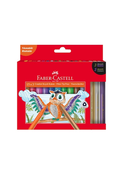 Faber-castell Comfort Keçeli Kalem 15 + 3 Metalik Renk Seçenekleri İle Ergonomik Tasarım