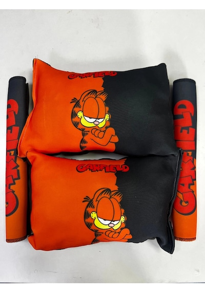 Turuncu Garfield İkili Yastık Ve Kemer Kılıfı Seti