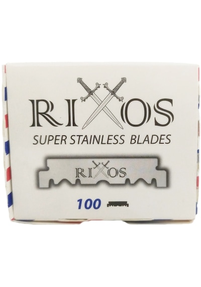Rixos Super Stainless Yarım Tıraş Bıçağı 2 Adet 100'lü Paket Ali Bıyıklı Ustura Mavi Tıraş Seti