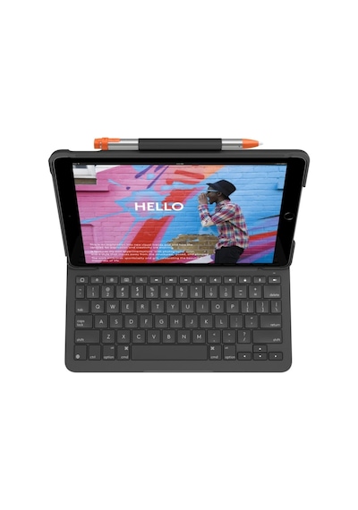 Logitech Slim Folio 10.2" Apple Uyumlu iPad 7. 8. 9. Nesil İle Klavyeli Tablet Kılıfı - Gri