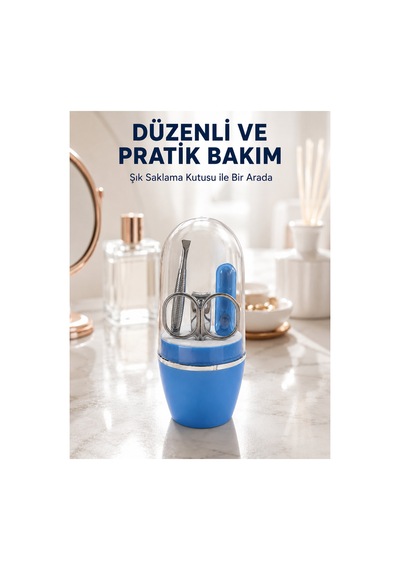 Mavi Tırnak Bakım Seti Çok Amaçlı Manikür Pedikür Kiti Çok Renkli