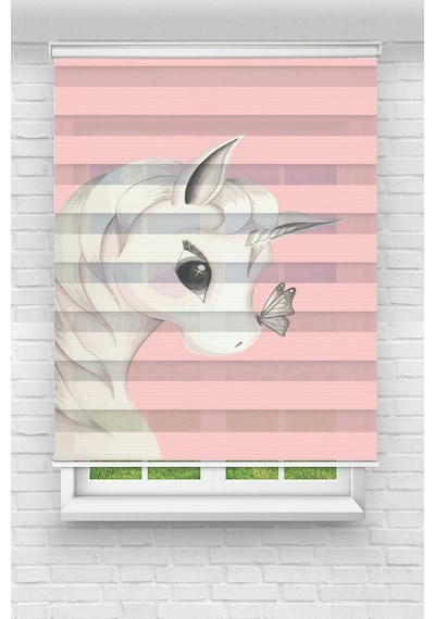 Perdecizade Enxboy Unıcorn Pembe Dijital Baskılı Zebra Perde-cocuk Odası-stor Perde Renkli