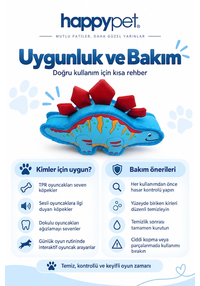 Happy Pet Sky Dinosaur Tpr Dayanıklı Dinozor Şekilli Köpek Oyuncağı