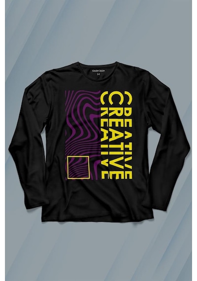 Creative Minimal Color Uzun Kollu Tişört Baskılı T-shirt 001