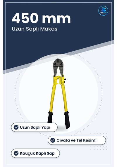 Demir Kesici Makas 18x450 Mm Cıvata Kesme Aleti Kauçuk Saplı Atöl