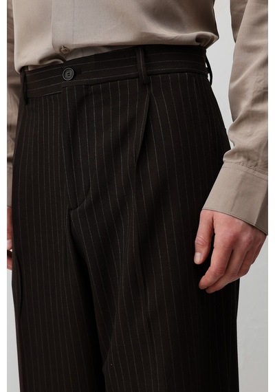 Antioch Relaxed Fit Çizgili Erkek Takım Elbise Kahve