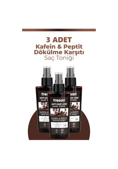 Tresan Kafein Peptit Dökülme Karşıtı Saç Toniği Tüm Saçlar İçin 125 Ml 3 Adet