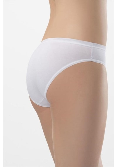 Faal 218x2 Kadın %100 Pamuk 2'li Penye Ribana Bikini Külot-beyaz Beyaz