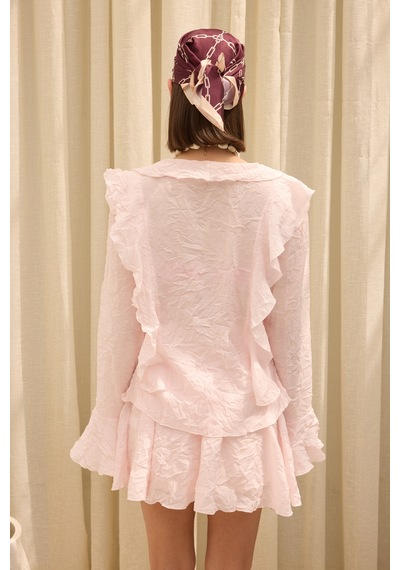 Mai Collection Aliza Pembe Gömlek Şort Takım