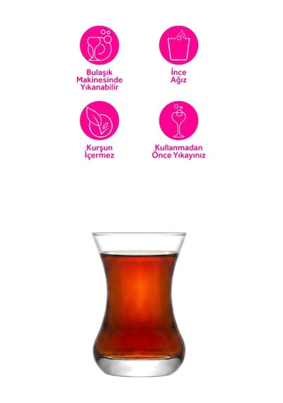 Lav Asena Cam Çay Bardağı 6 Kişilik 125 ml