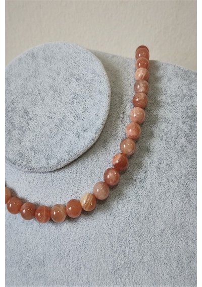 8 Mm Güneş Taşı Doğaltaş Kolye