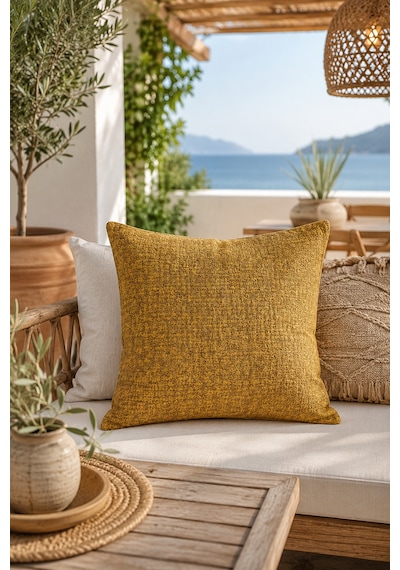 Fuly Consept Texturetone Mustard Hardal Sarısı Dokulu Kumaş Görünümlü Modern Dekoratif Kırlent Kılıfı Çok Renkli