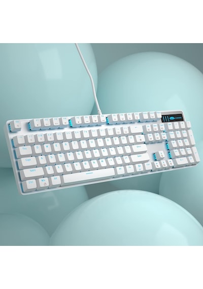 Mekanik Oyun Klavyesi, Kablolu Usb Ayarlanabilir Arka Işık Klavyesi, Yeni Mekanik Fırtına%100 Anti-gölgelenme Klavye Windows Pc/mac Oyunları İçin Mavi Anahtarlı Beyaz
