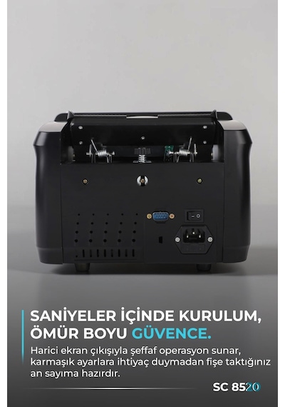 SC8520 Karışık Para Sayma Makinesi, TL ve Euro Karışık, Usd Adet Sayım  + Müşteri Ekranı